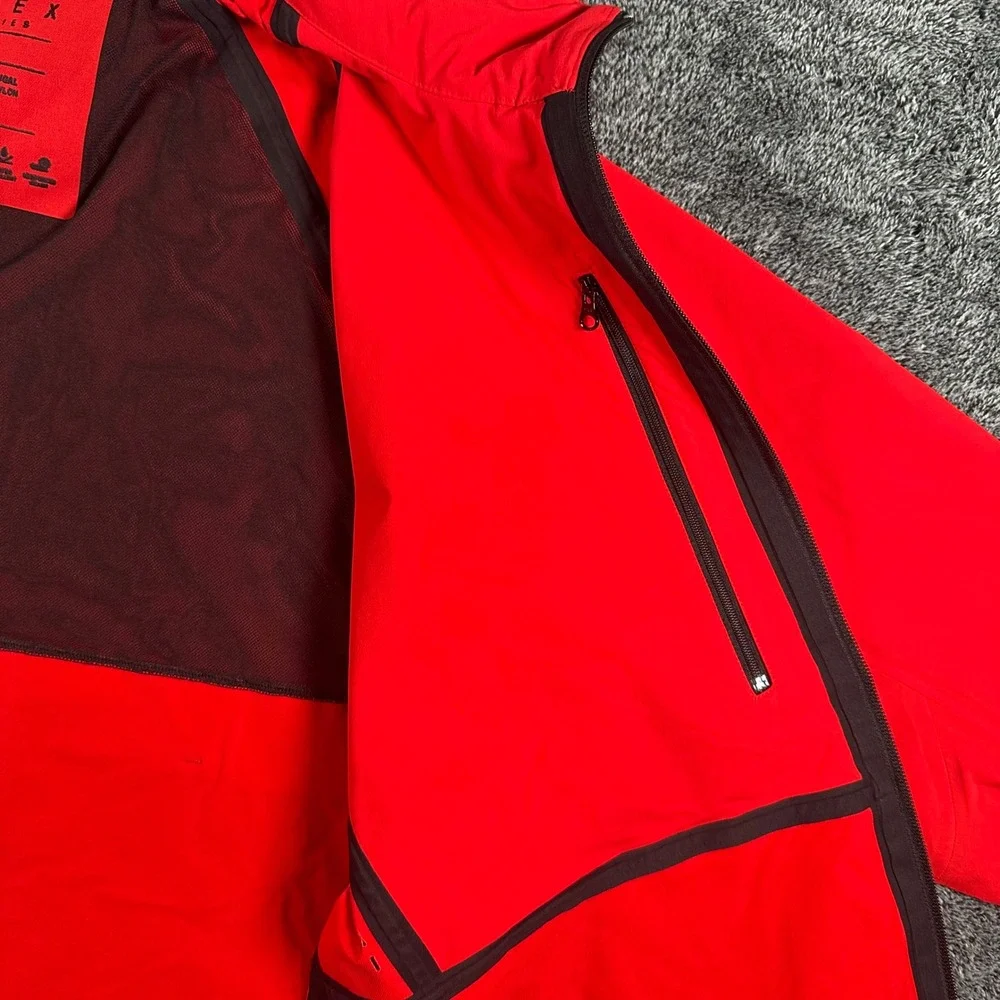 Outerknown Apex Series Jacket Mens L Red Full Zip Water Repellent Company Logo